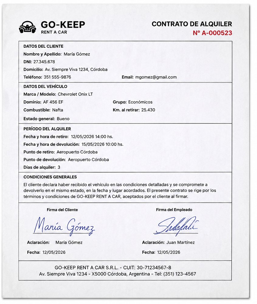 Contrato de alquiler de go-keep firmado y digitalizado